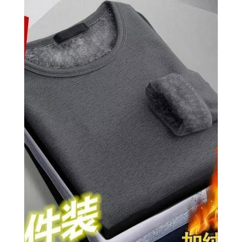 Long-Sleeve Thermal Men'S Base Layer Fleece-Lined Casual Versatile Slim-Fit Innerwear Black Gold - Image 4